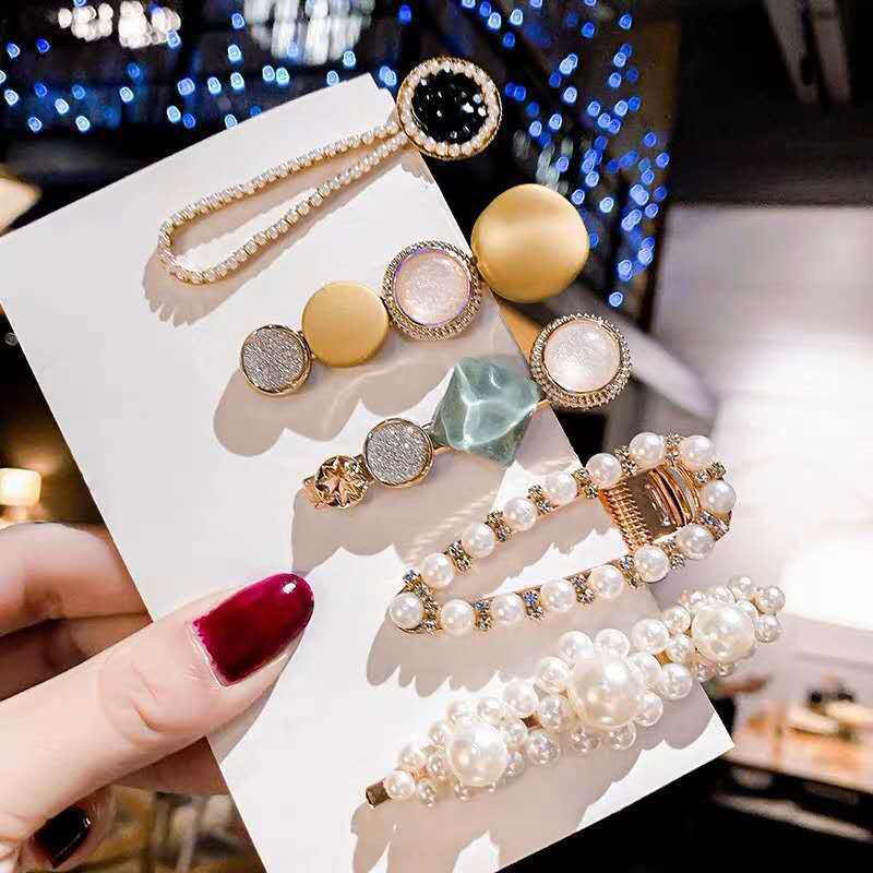Pearl Hairpin Set for Women - Korean Style Hair Clips for Side Bangs & Hair Accessories