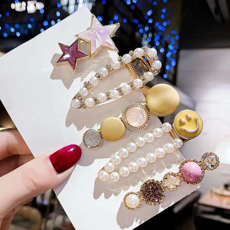 Pearl Hairpin Set for Women - Korean Style Hair Clips for Side Bangs & Hair Accessories