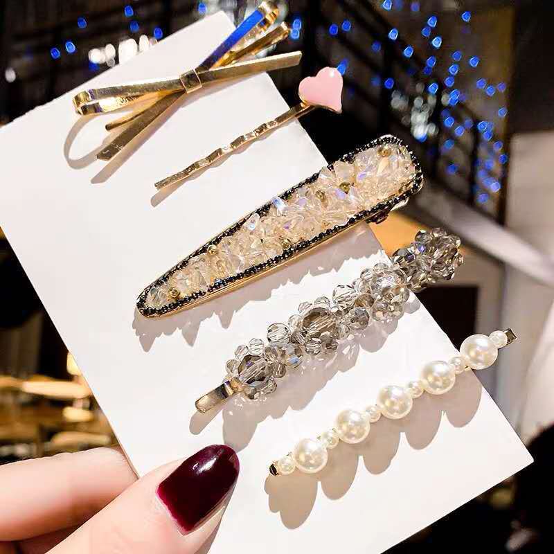 Pearl Hairpin Set for Women - Korean Style Hair Clips for Side Bangs & Hair Accessories