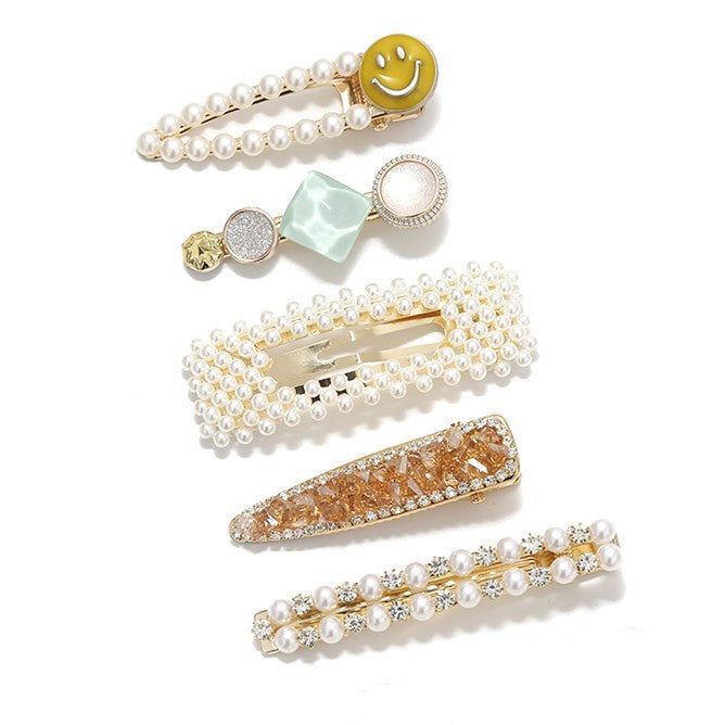 Pearl Hairpin Set for Women - Korean Style Hair Clips for Side Bangs & Hair Accessories