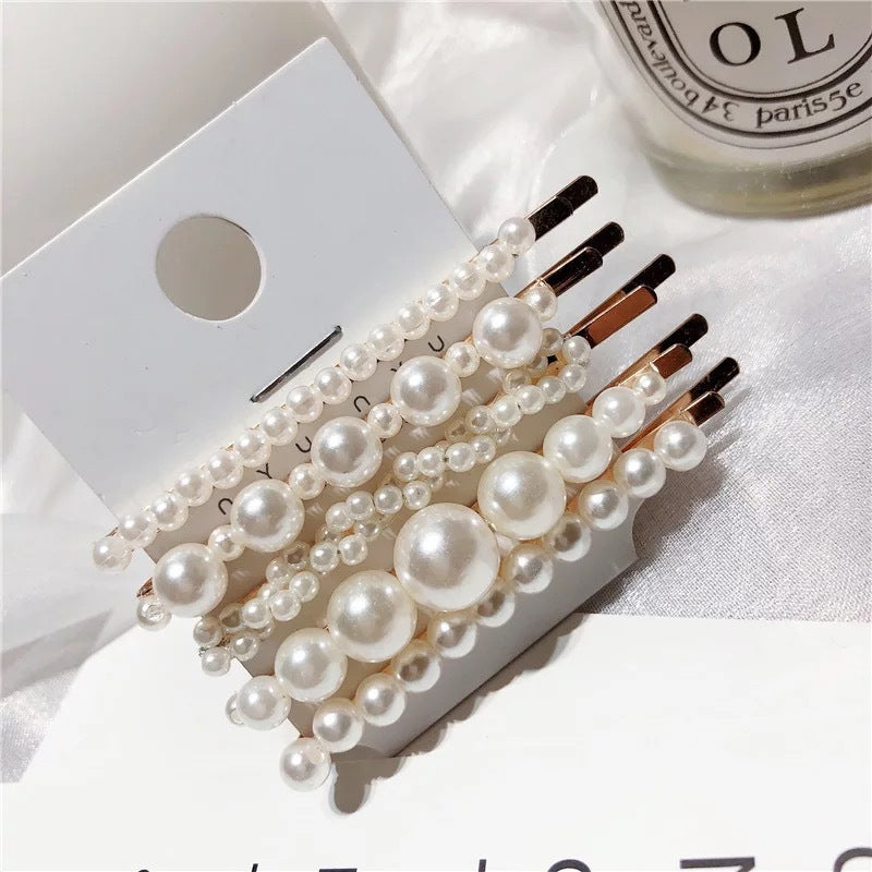 Pearl Hairpin Set for Women - Korean Style Hair Clips for Side Bangs & Hair Accessories
