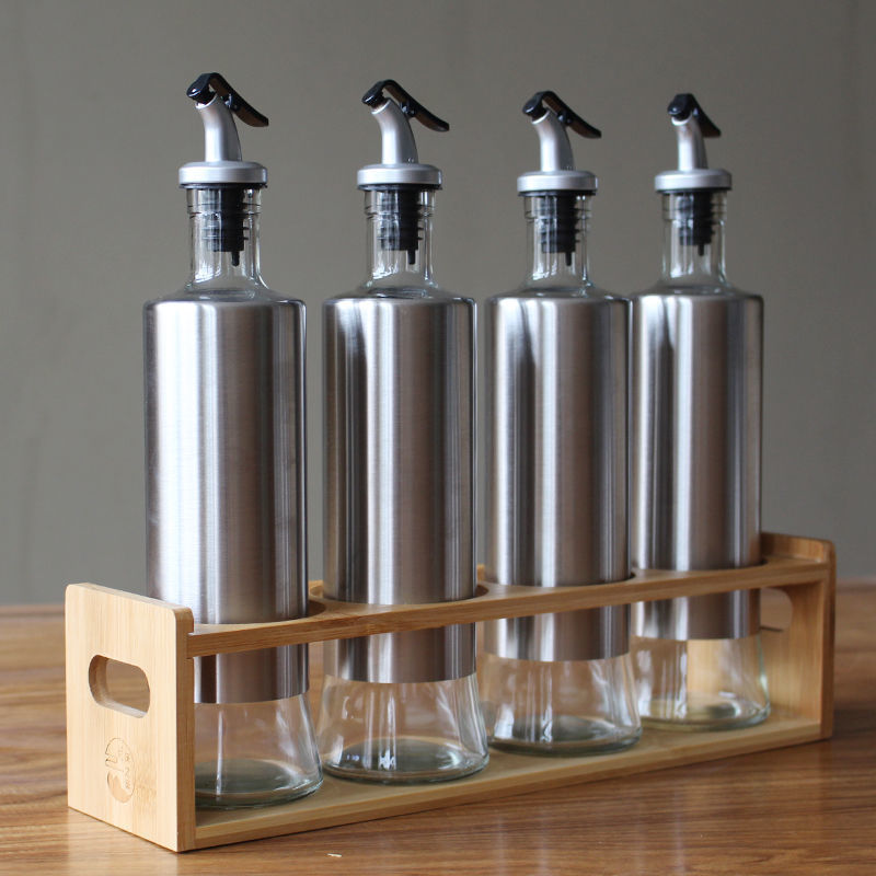 Kitchen Oil Dispenser Bottle Stainless Steel & Glass 200ml-500ml Options