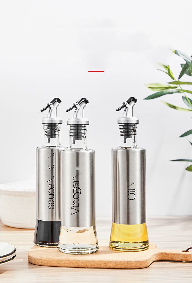 Kitchen Oil Dispenser Bottle Stainless Steel & Glass 200ml-500ml Options