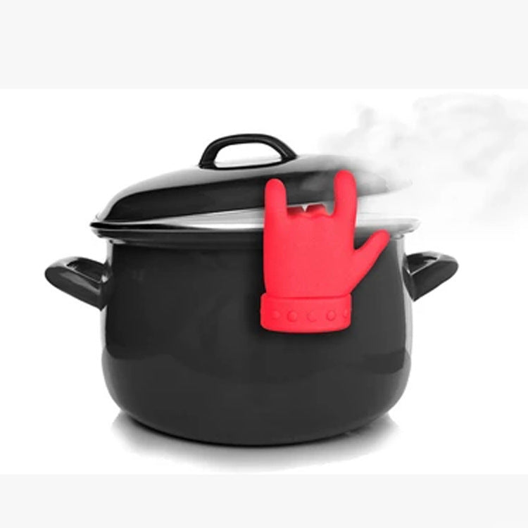 Kitchen Pot Cover with Finger Spill Prevention Silicone Lifting Spoon Rest - Red