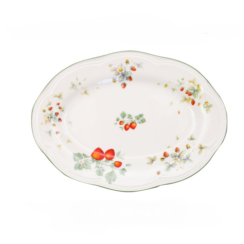 Ceramic Pastoral Style Baking Tray and Dinnerware Set - Round, Oval, Bowls