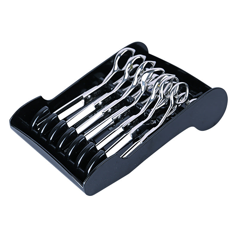 Hair Scissor Storage Box Display Rack with Non-Slip Fixed Holder for Haircut Tools