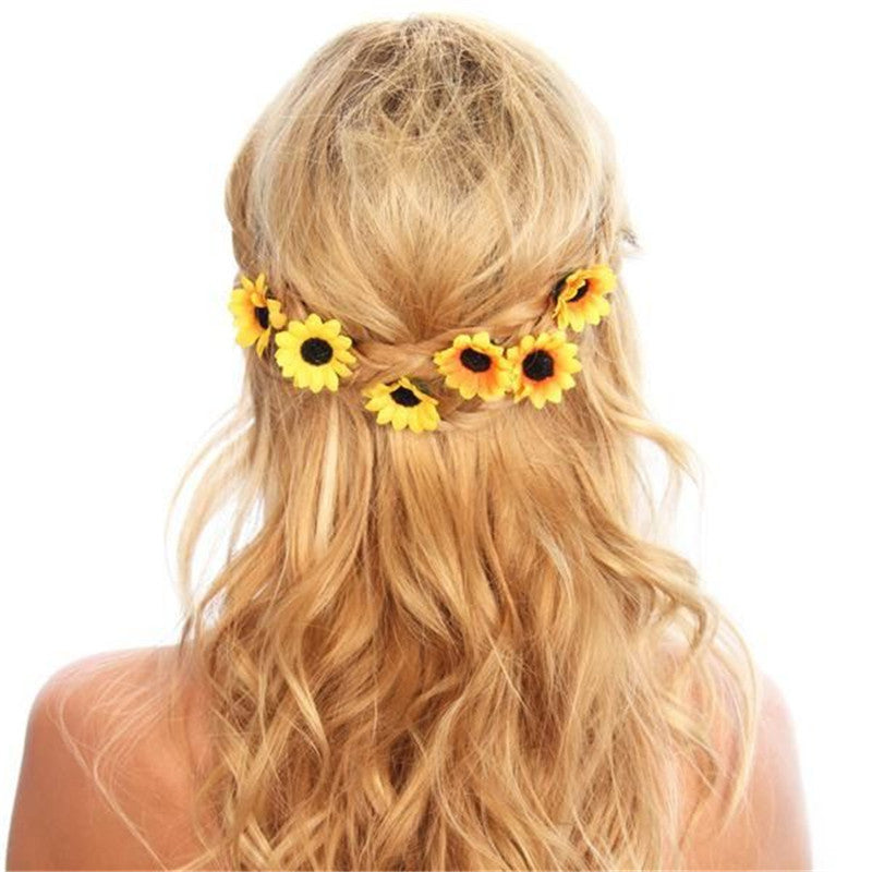 Artificial Sunflower Hairpin - Yellow, 6 Pack