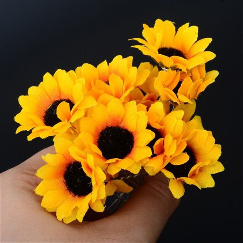 Artificial Sunflower Hairpin - Yellow, 6 Pack