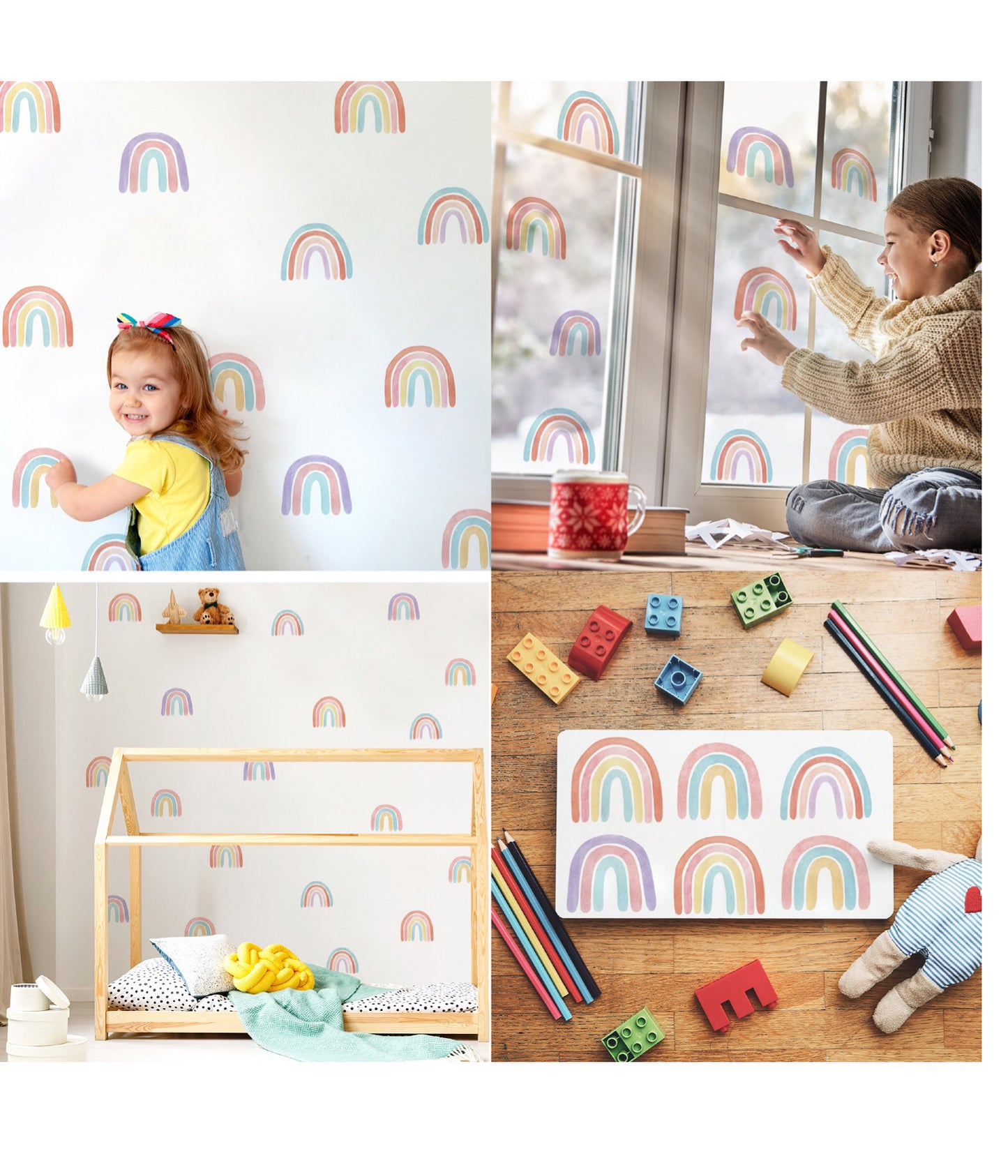 Rainbow Wall Sticker Background Decal - Removable Self-Adhesive Wall Decor