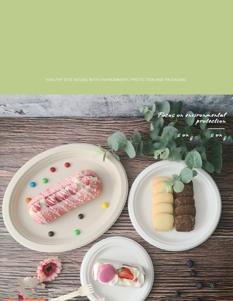 Disposable Paper Plate 7 Inch for BBQ Cake Kids DIY Art - Bagasse Material