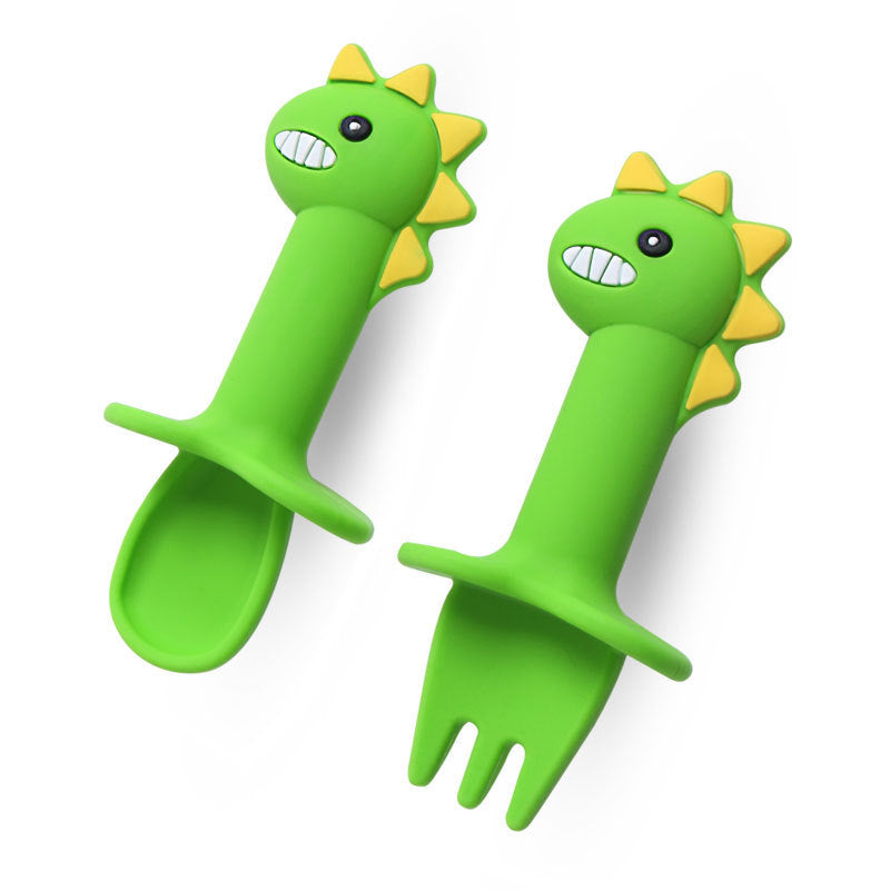 Training Fork and Spoon Set for Babies — Silicone Dining Training Utensils