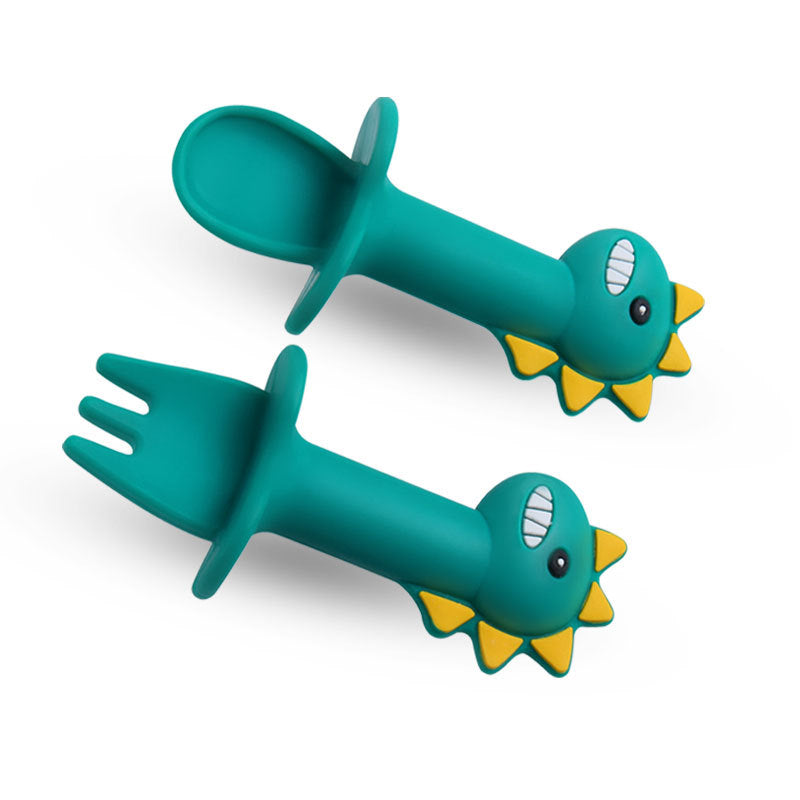 Training Fork and Spoon Set for Babies — Silicone Dining Training Utensils