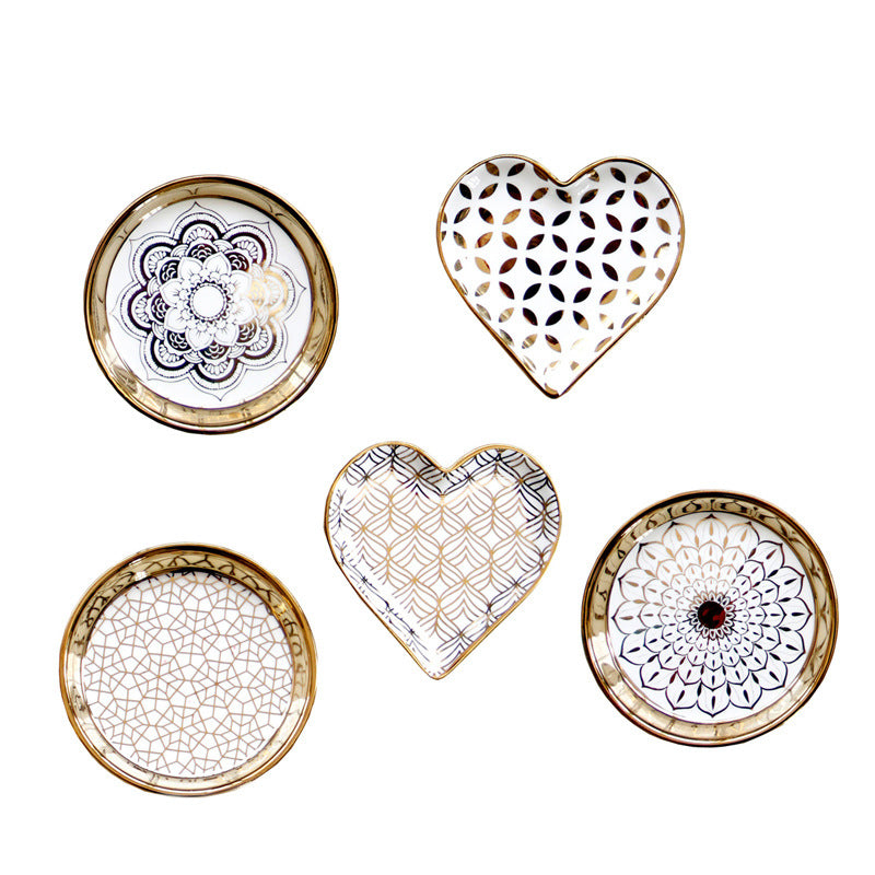 Golden Ceramic Female Desktop Storage Tray - Light Luxury Porcelain Organizer