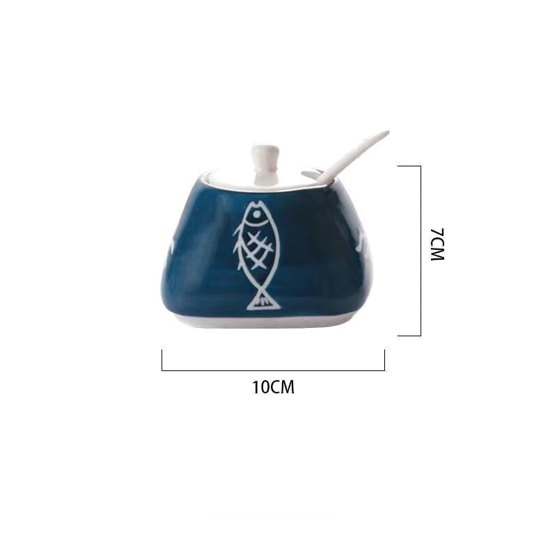 Three-Piece Condiment Dispenser Set with Porcelain Bottles - Multiple Colors