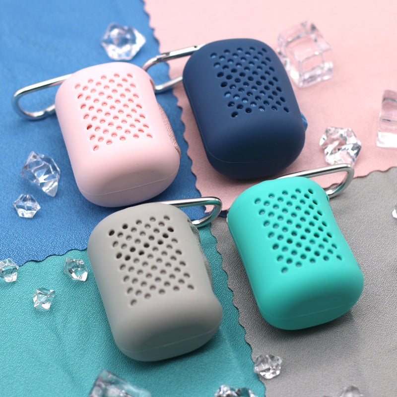 Portable Mini Sports Face Towel with Silicone Case Quick Dry Hand Towel