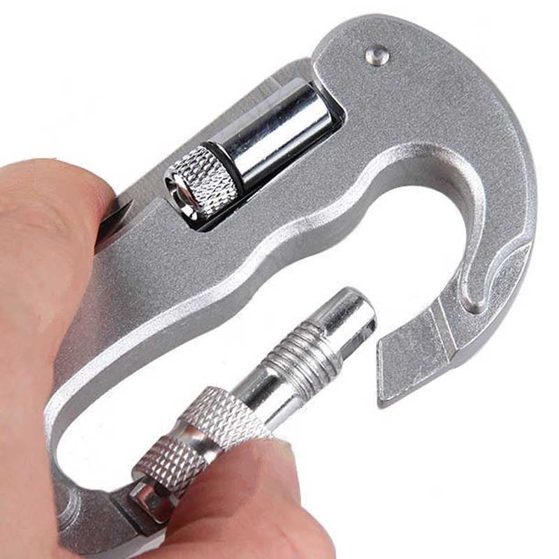 Multifunctional Stainless Steel Carabiner Hook with Screwing and Cutting Tools