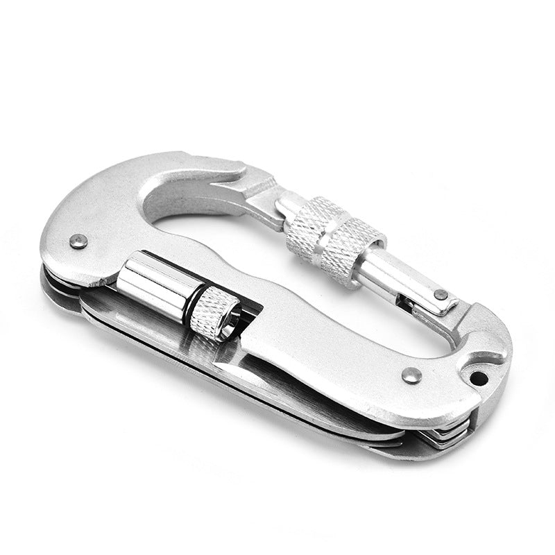 Multifunctional Stainless Steel Carabiner Hook with Screwing and Cutting Tools
