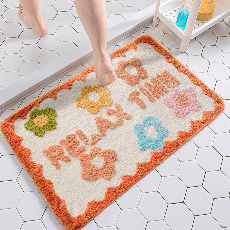 Anti-Slip Bathroom Floret Carpet Rug - Modern Flower Area Mat