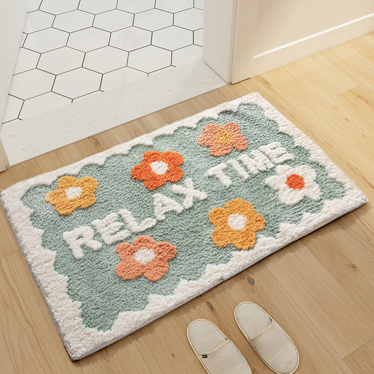 Anti-Slip Bathroom Floret Carpet Rug - Modern Flower Area Mat