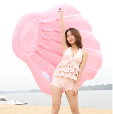 Pink Inflatable Shell Floating Row Recliner for Pool & Water Sports