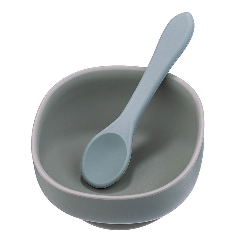 Silicone Baby Food Supplement Bowl Set with Fork and Spoon - Suction Cup