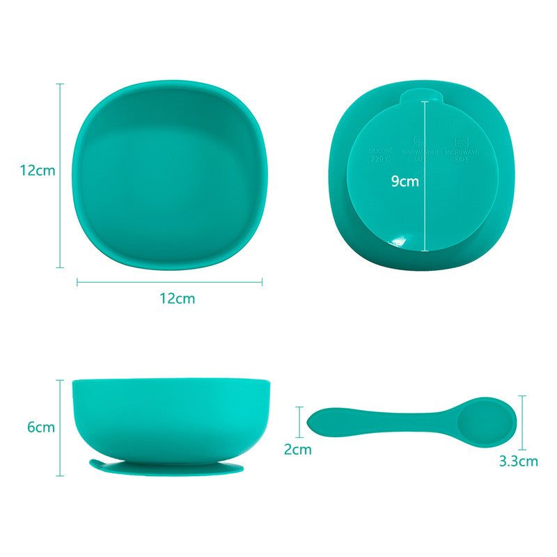 Silicone Baby Food Supplement Bowl Set with Fork and Spoon - Suction Cup