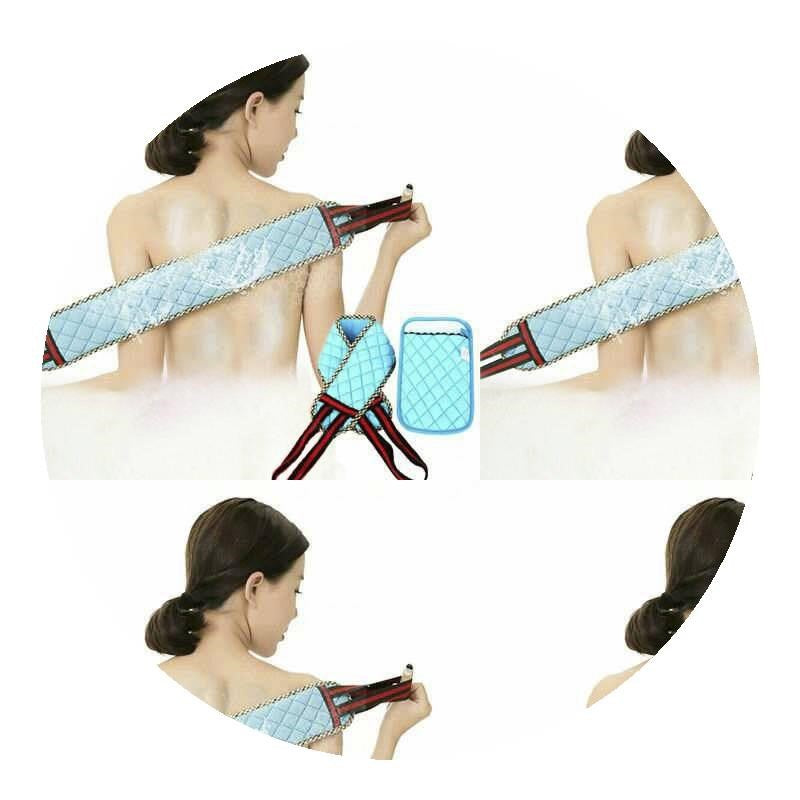 Bath Towel Pull Back Strip - Natural Fiber, 8x81cm, Includes Gloves