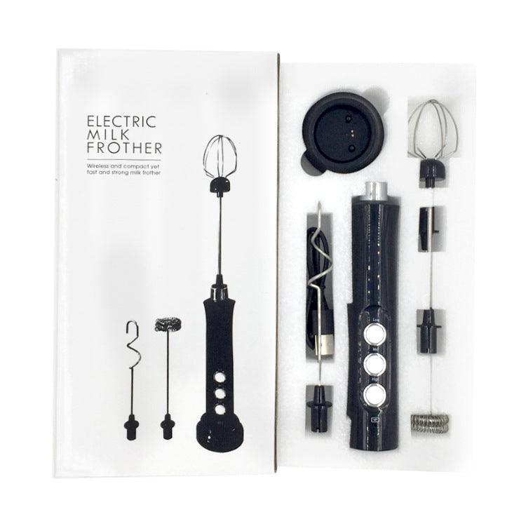 Rechargeable Electric Milk Frother Stainless Steel Mixer for Coffee and Baking