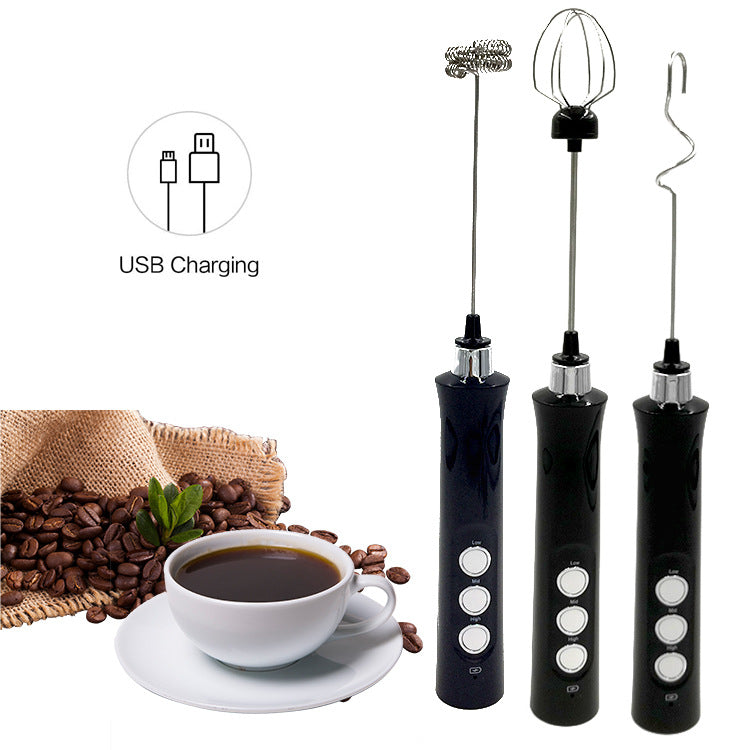 Rechargeable Electric Milk Frother Stainless Steel Mixer for Coffee and Baking
