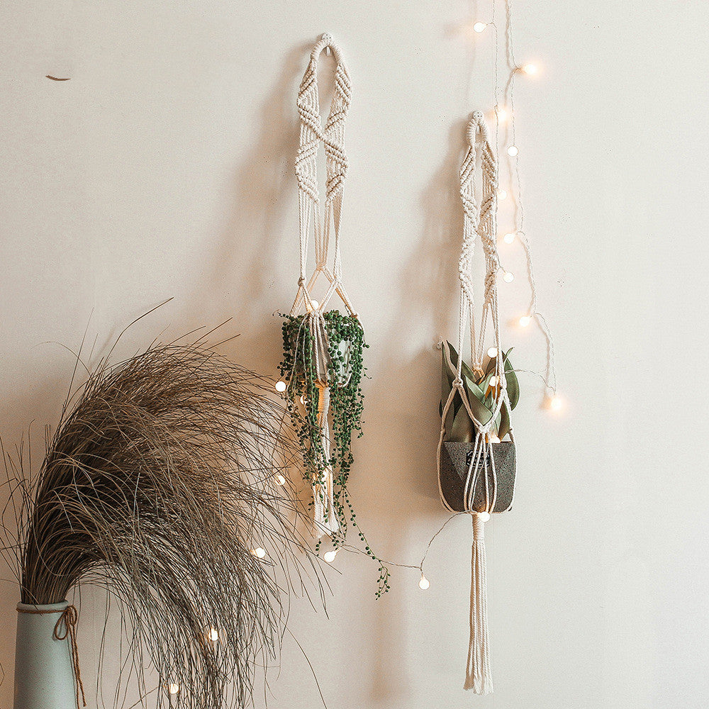 Cotton Rope Hanging Plant Basket 95cm Garden & Balcony Decor