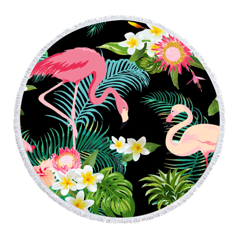 Round Printed Beach Towel - Microfiber Picnic & Pool Cover 150x150cm