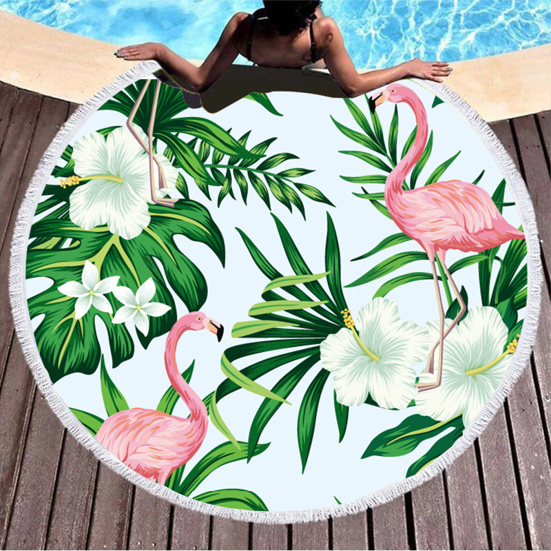 Round Printed Beach Towel - Microfiber Picnic & Pool Cover 150x150cm
