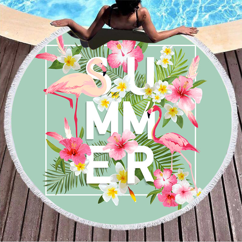 Round Printed Beach Towel - Microfiber Picnic & Pool Cover 150x150cm