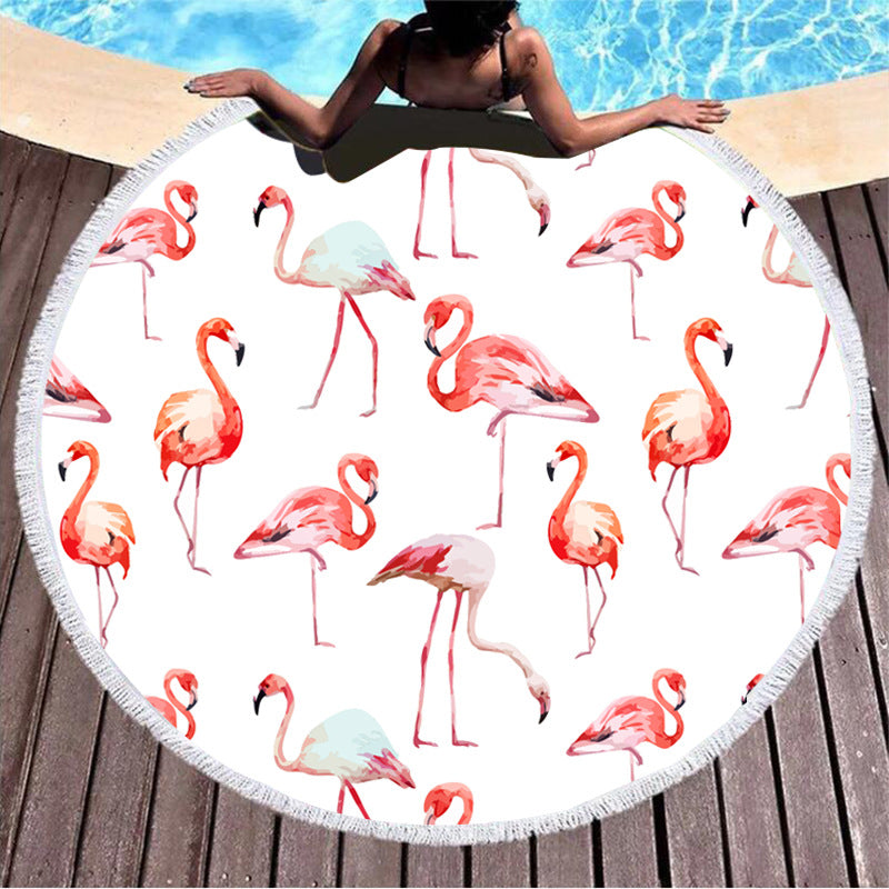 Round Printed Beach Towel - Microfiber Picnic & Pool Cover 150x150cm