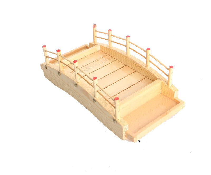 Bamboo Sushi Boat Platter with Arch Bridge for Sashimi and Seafood Serving