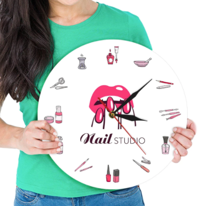 Nail Polish Design Wall Clock - 12 Inch Modern Battery-Powered