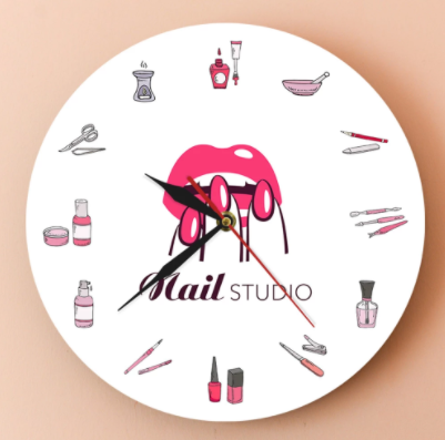 Nail Polish Design Wall Clock - 12 Inch Modern Battery-Powered