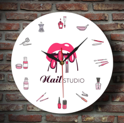 Nail Polish Design Wall Clock - 12 Inch Modern Battery-Powered