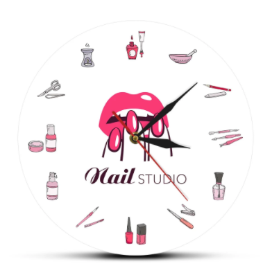 Nail Polish Design Wall Clock - 12 Inch Modern Battery-Powered