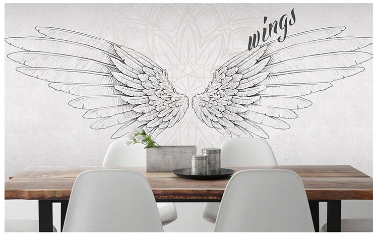 3D Angel Wings Wall Mural Wallpaper Background for Home Decor