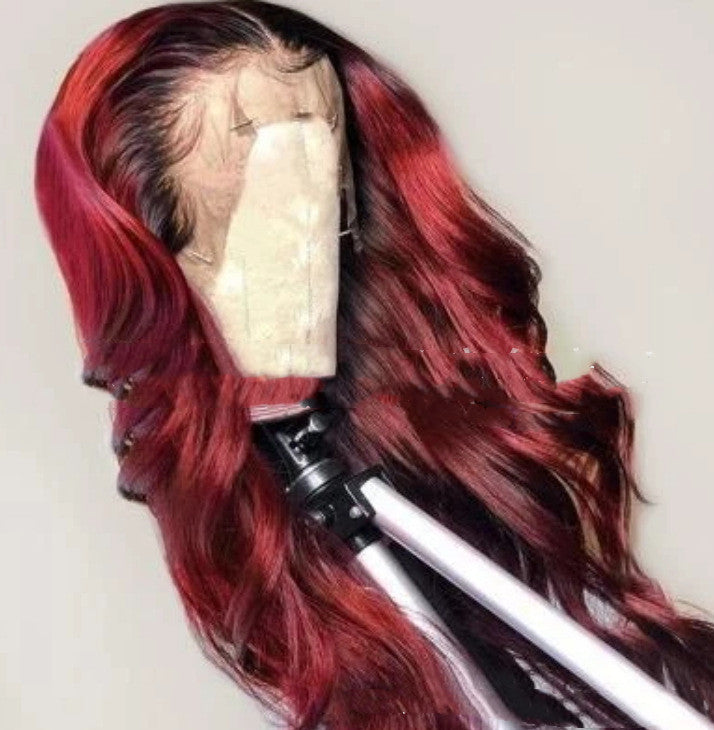 Long Curly Hair Wig - Wine Red