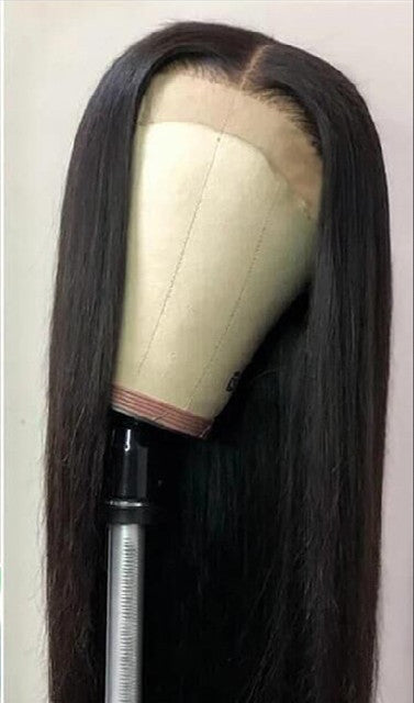 European & American Front Lace Wig Long Straight Hair - Black, Mid-Point Style