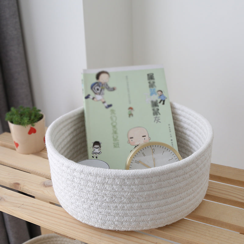 Hand-Woven Cotton Linen Storage Basket - Multi-Size & Color Options