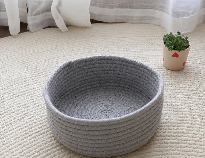 Hand-Woven Cotton Linen Storage Basket - Multi-Size & Color Options