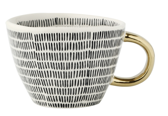 Large Capacity Ceramic Mug for Coffee Tea Water - Hand-Painted Irregular Design