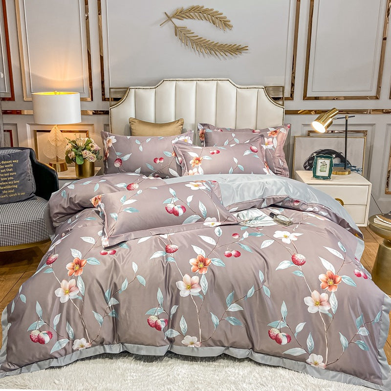 Silk Bedding Set 4 Piece Spring Summer Washed Silk Bed Linen - Multiple Sizes & Styles