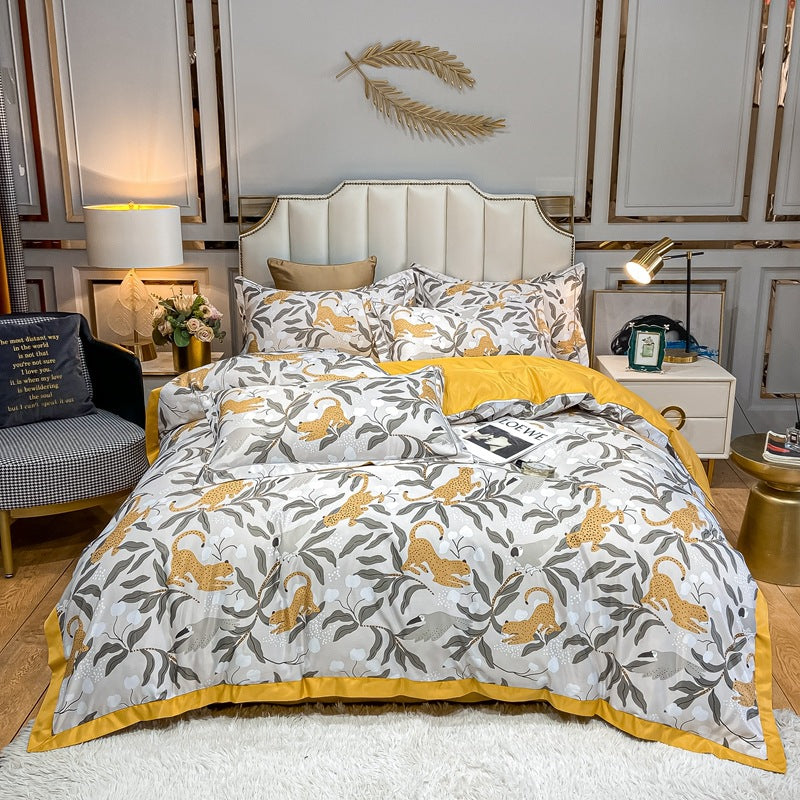Silk Bedding Set 4 Piece Spring Summer Washed Silk Bed Linen - Multiple Sizes & Styles