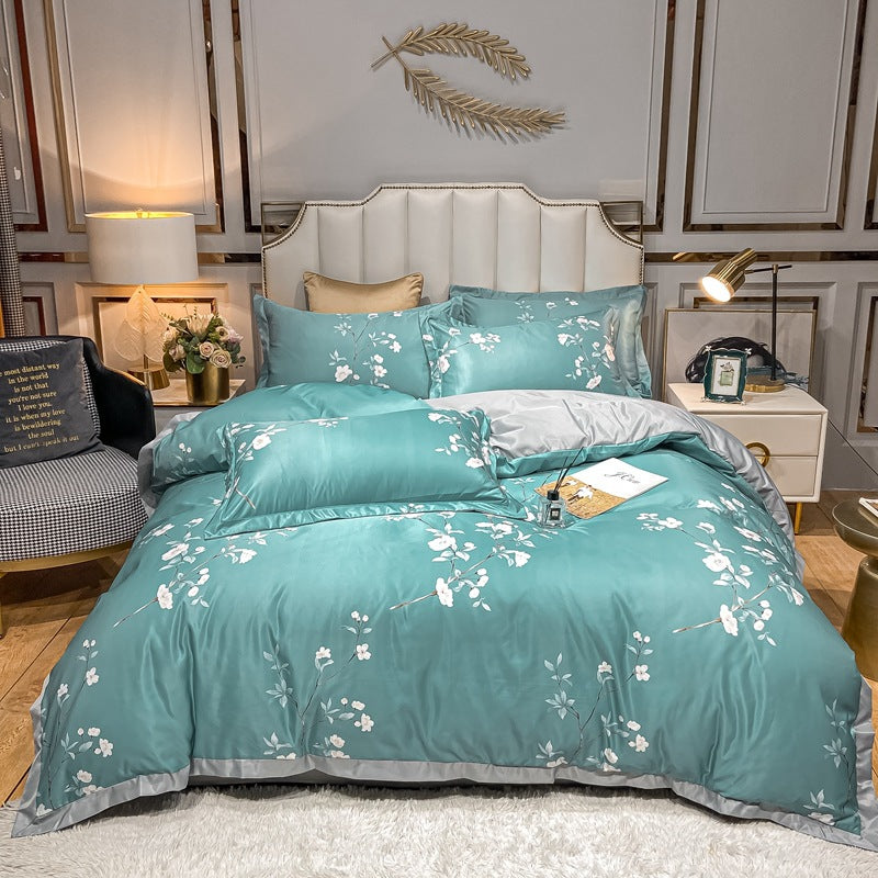 Silk Bedding Set 4 Piece Spring Summer Washed Silk Bed Linen - Multiple Sizes & Styles