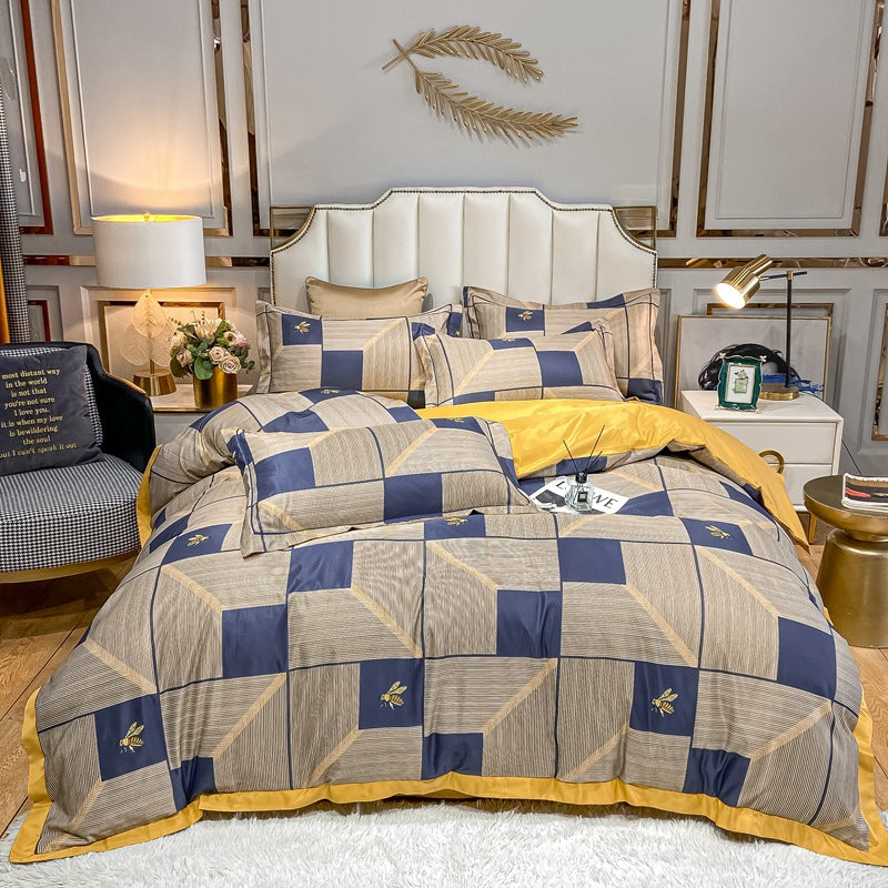 Silk Bedding Set 4 Piece Spring Summer Washed Silk Bed Linen - Multiple Sizes & Styles