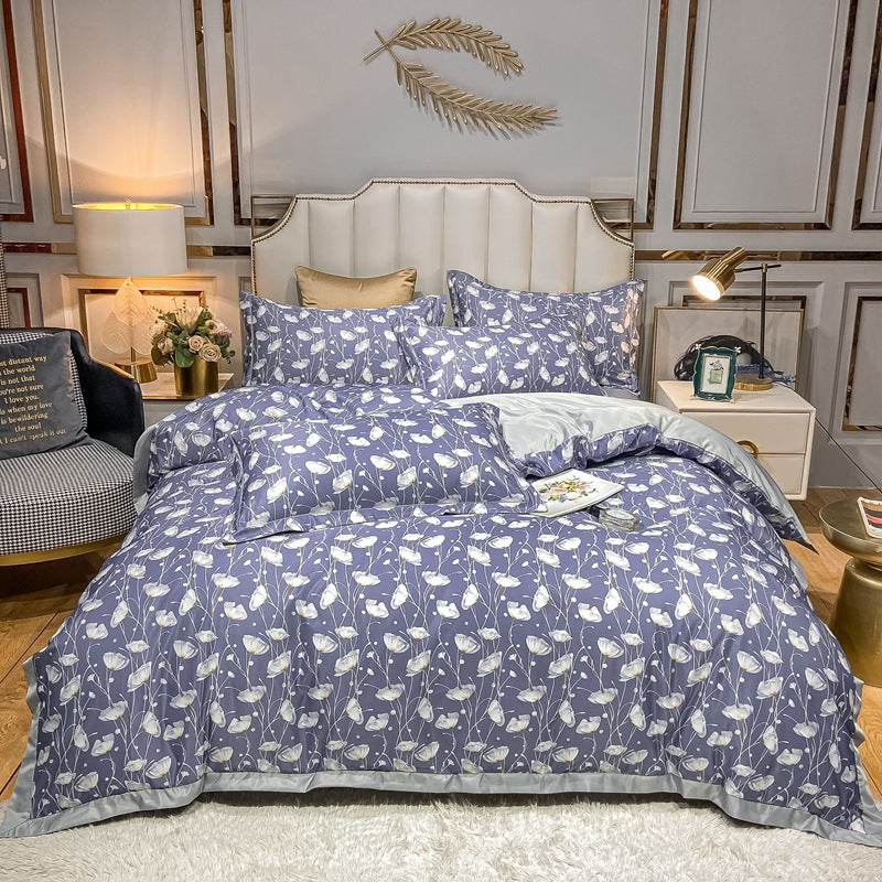 Silk Bedding Set 4 Piece Spring Summer Washed Silk Bed Linen - Multiple Sizes & Styles